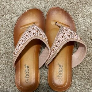 Pink Embellished Thong Sandals